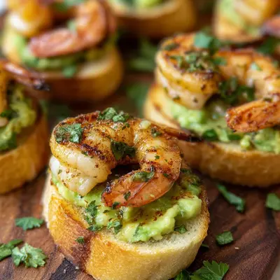 Garlic Shrimp Crostini with Fresh Avocado Bites
