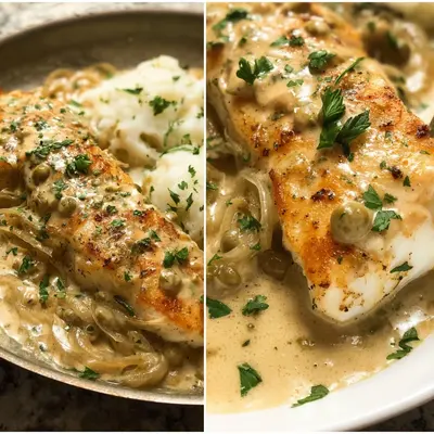 Halibut in Creamy Chicken Broth