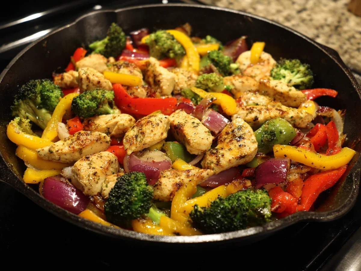 Healthy Chicken & Veggies Skillet Dinner - Featured Image
