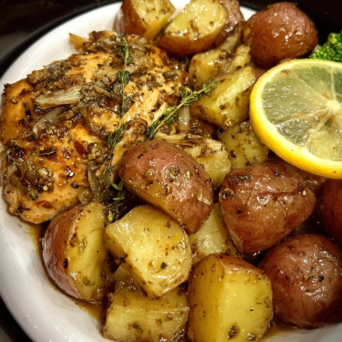 Healthy Crockpot Lemon Chicken & Potatoes