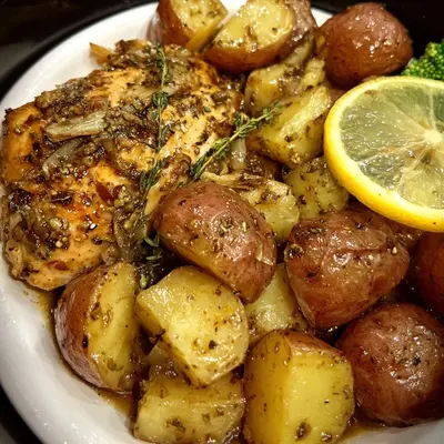Healthy Crockpot Lemon Chicken & Potatoes