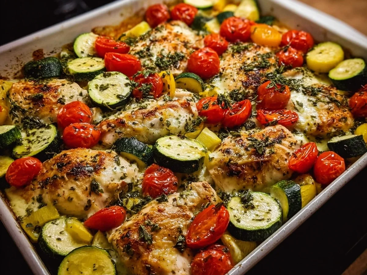 Healthy Mediterranean Chicken Zucchini Bake - Featured Image