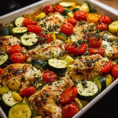 Healthy Mediterranean Chicken Zucchini Bake