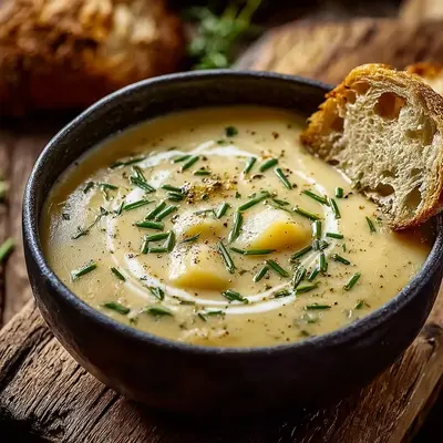Hearty Cheddar Garlic Herb Potato Soup