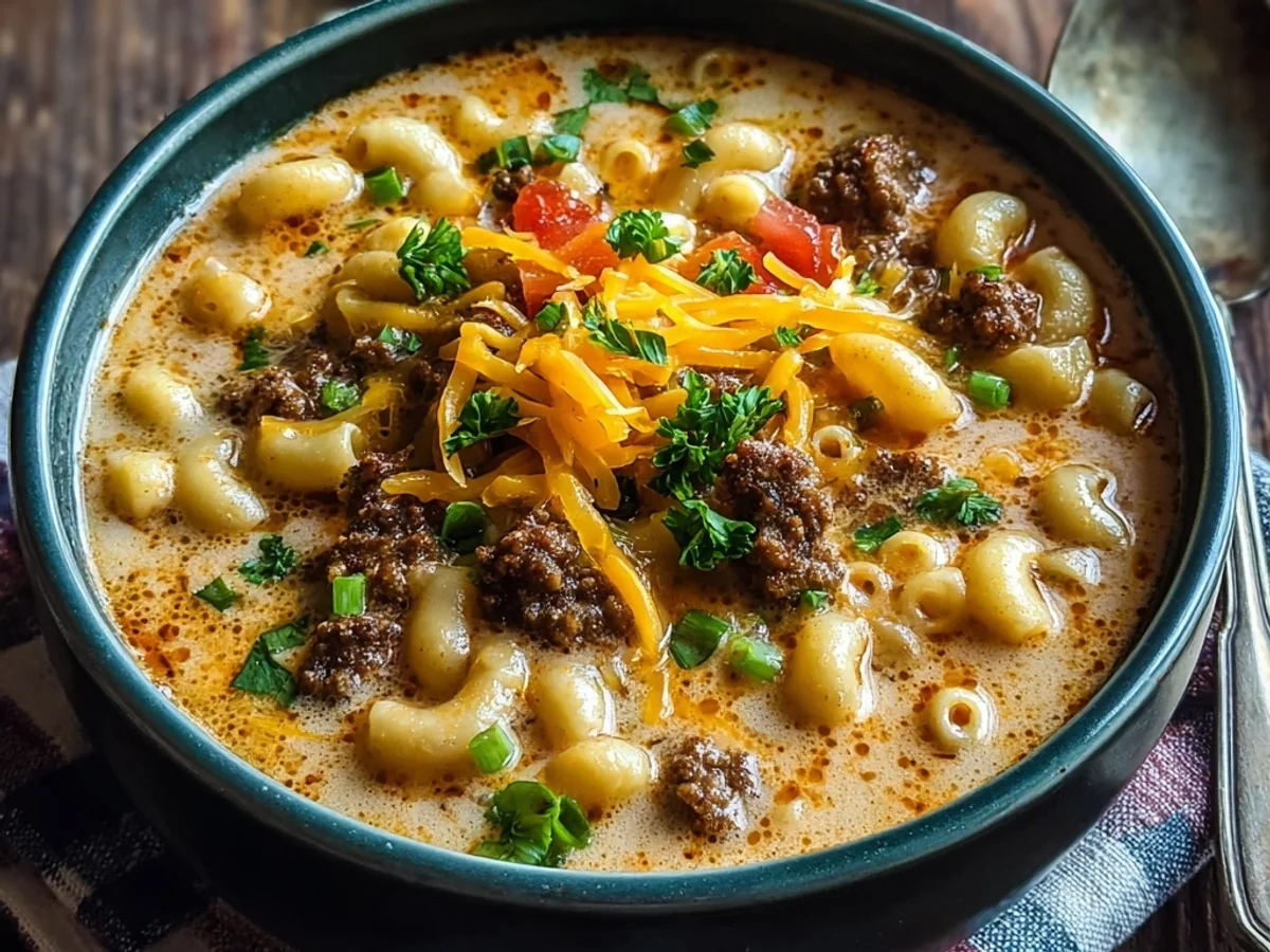 Hearty Cheeseburger Macaroni Soup: A Skillet Favorite - Featured Image