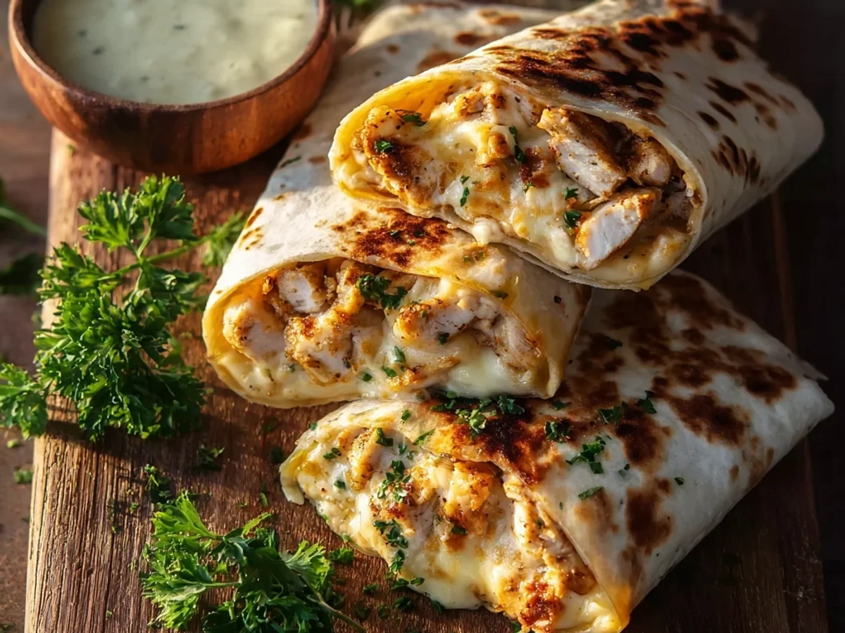 Hearty Cheesy Garlic Chicken Wraps: Quick Weeknight Dinner - Featured Image
