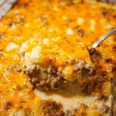 Hearty Cheesy Ground Beef Potato Casserole