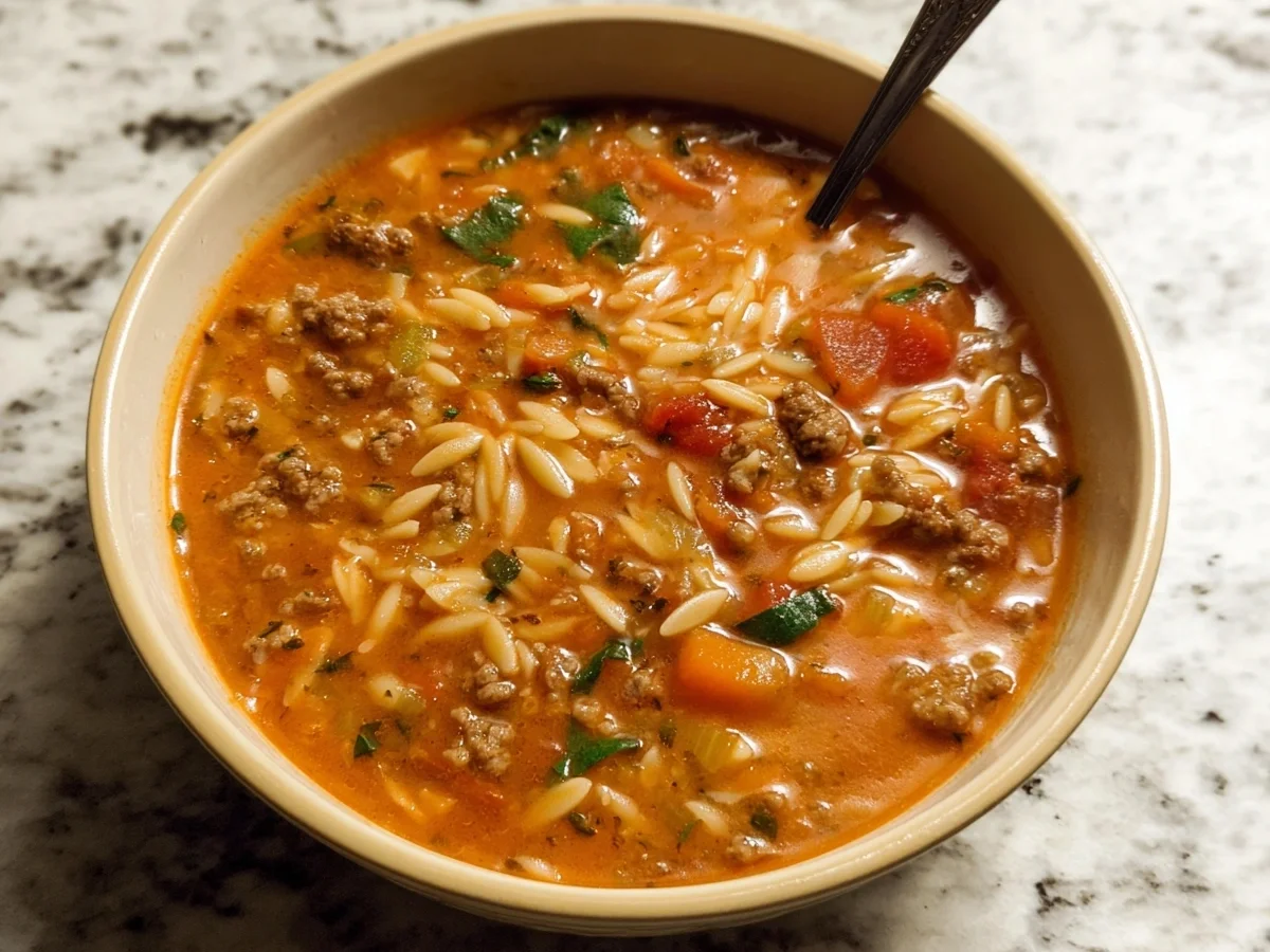 Hearty Hamburger Orzo Soup - Featured Image