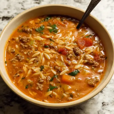 Hearty Hamburger Orzo Soup