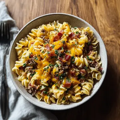 Hearty Loaded Turkey Ham Cheeseburger Pasta