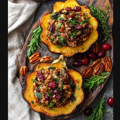 Hearty Savory Sausage Stuffed Acorn Squash Bake