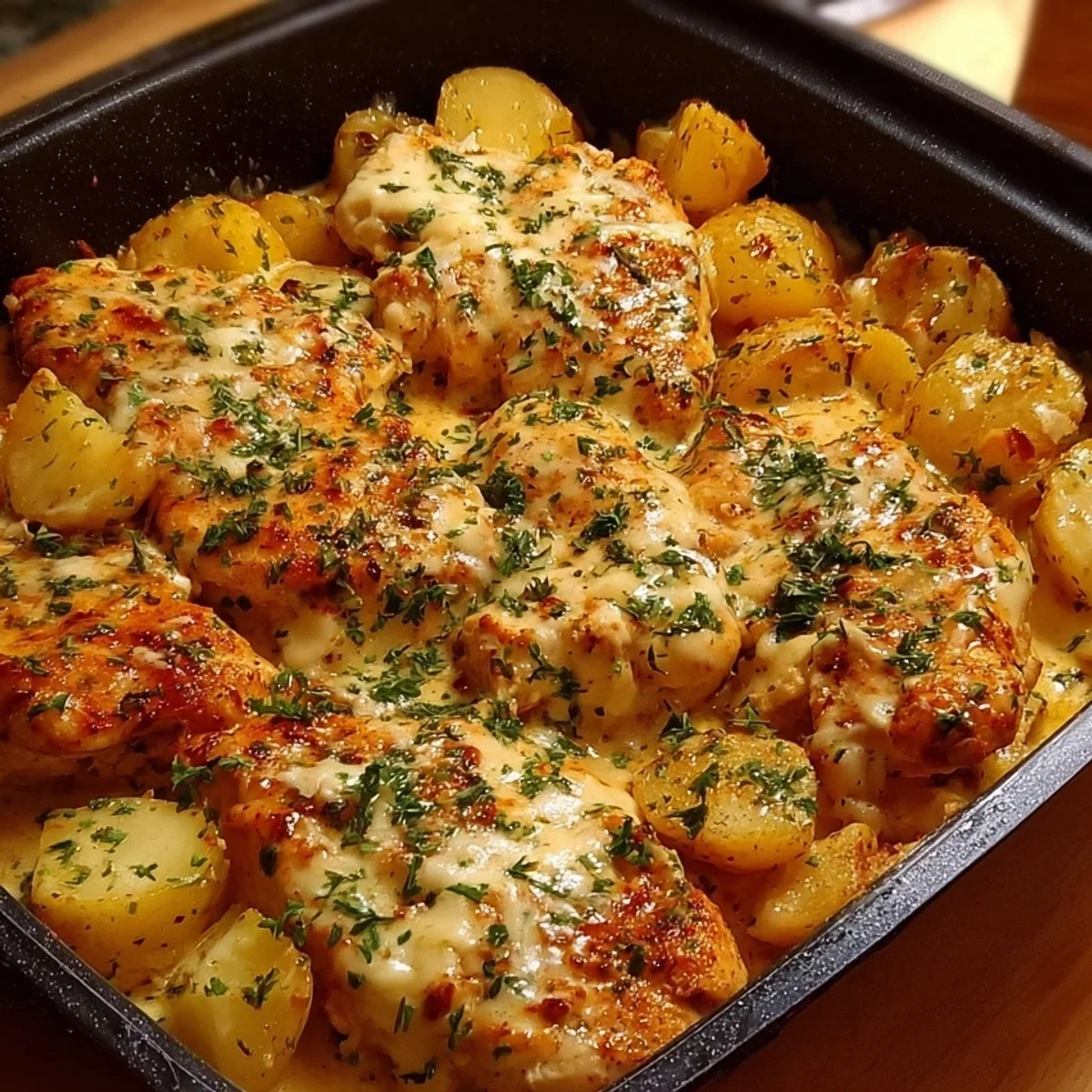 High-Protein Creamy Garlic Chicken & Potatoes