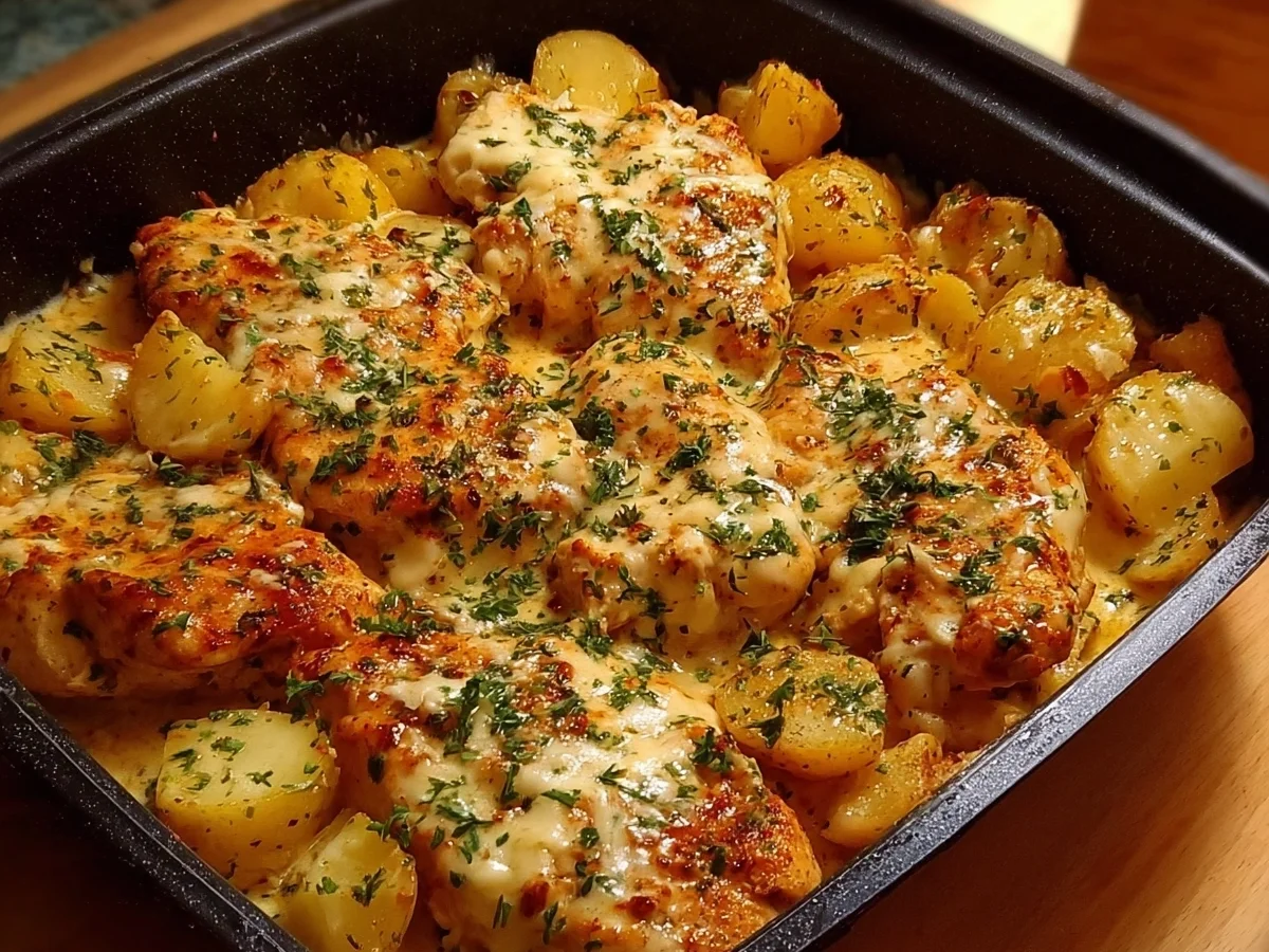 High-Protein Creamy Garlic Chicken & Potatoes - Featured Image