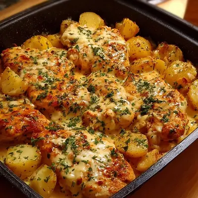 High-Protein Creamy Garlic Chicken & Potatoes