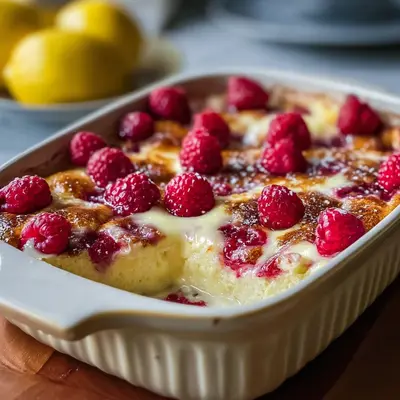 High-Protein Lemon Raspberry Cottage Cheese Bake