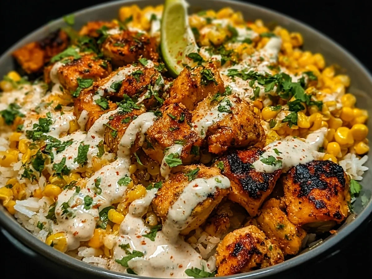 High Protein Street Corn Chicken Rice Bowl - Featured Image