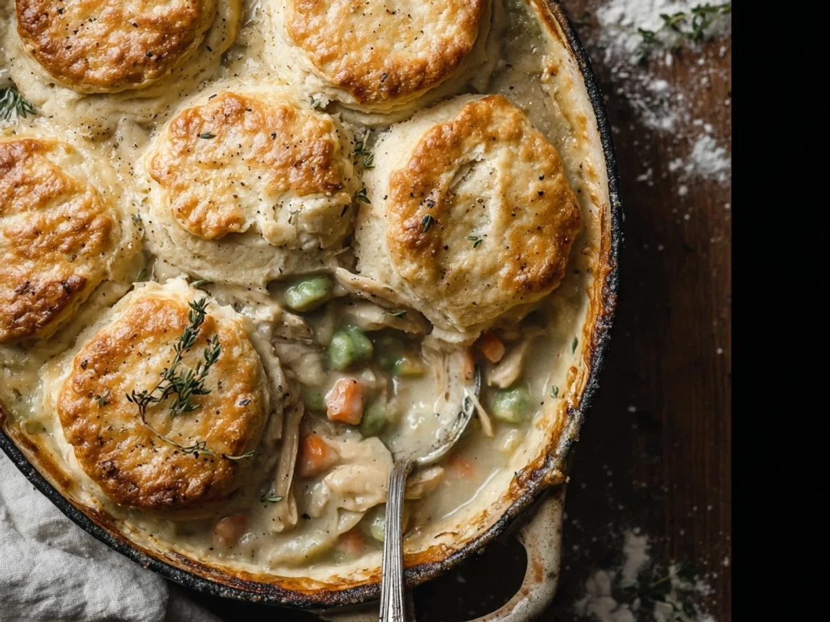 Homestyle Chicken Pot Pie with Fluffy Biscuits - Featured Image