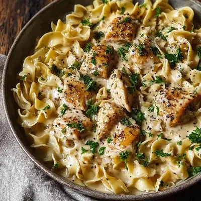 Homestyle Creamy Garlic Butter Chicken Noodles