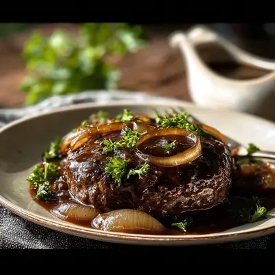 Homestyle Hamburger Steak with Onions & Gravy