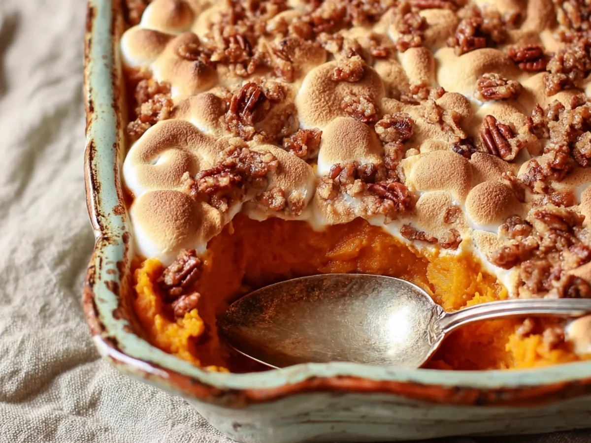 Homestyle Sweet Potato Casserole with Pecan Crunch - Featured Image