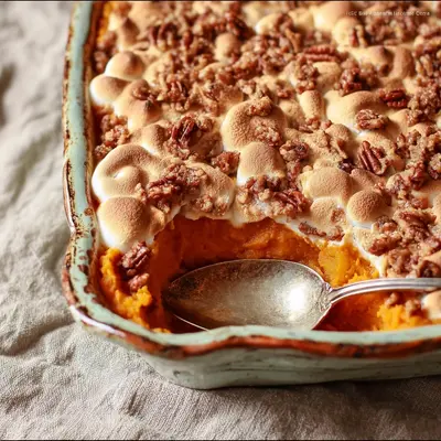 Homestyle Sweet Potato Casserole with Pecan Crunch