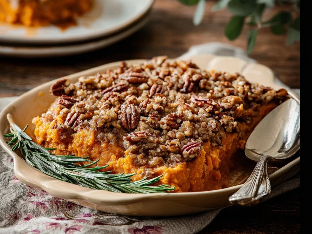 Homestyle Sweet Potato Pecan Casserole - Featured Image