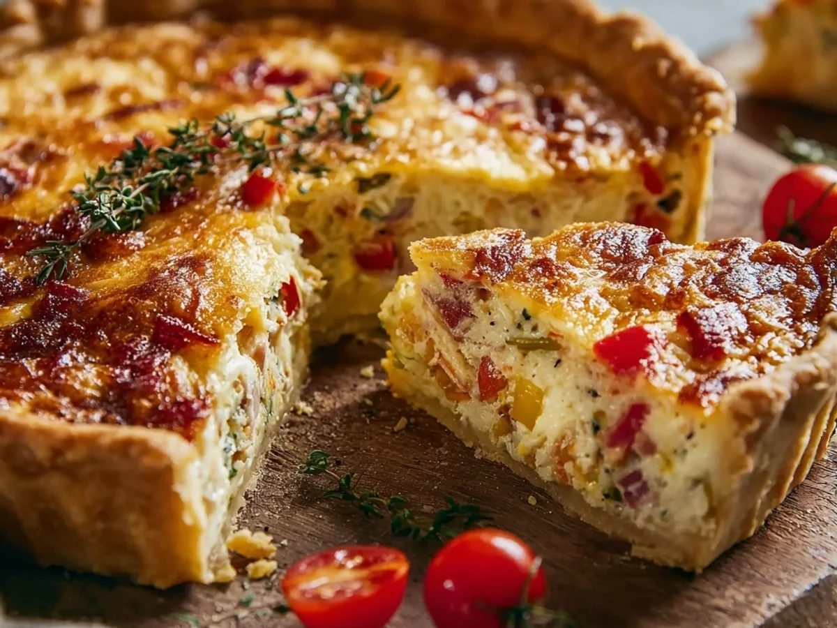 Homestyle Turkey Ham Onion Tomato Pie - Featured Image