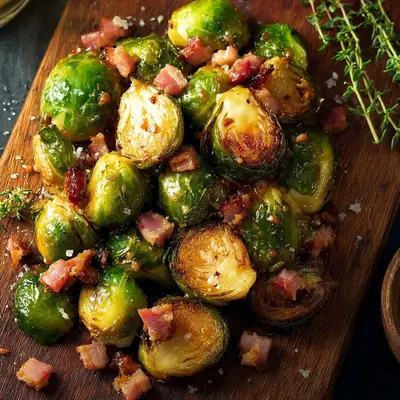 Honey Glazed Roasted Brussels Sprouts with Turkey Ham: Easy Side