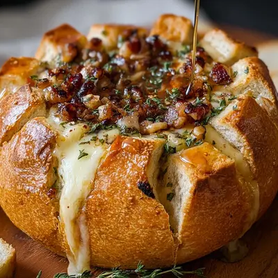 Hot Honey Baked Brie Bread Bowl Appetizer