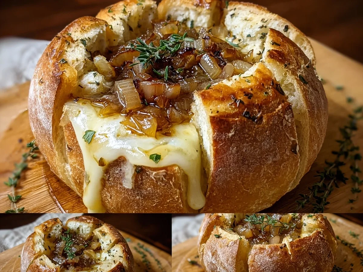 Hot Honey Baked Brie Bread Bowl with Caramelized Onions - Featured Image