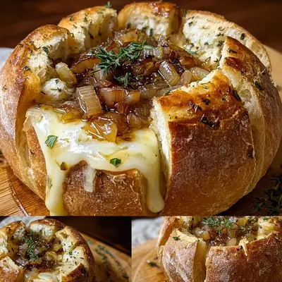 Hot Honey Baked Brie Bread Bowl with Caramelized Onions