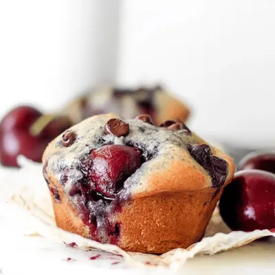 Irresistible Small Batch Chocolate Cherry Muffins