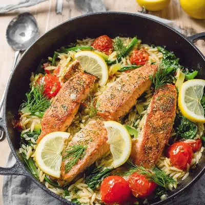 Lemon Salmon Orzo Skillet: A Quick Meal