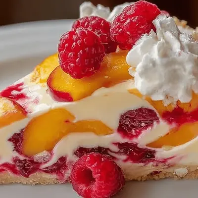 No-Bake Peach Raspberry Cheesecake - Sweet & Simple Treat