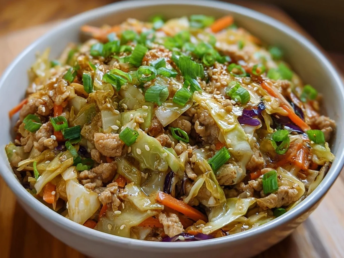 Protein Egg Roll Bowls with Chicken & Cabbage - Featured Image