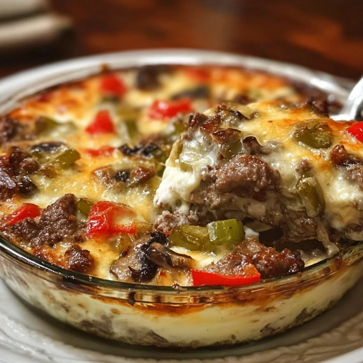 Protein Low Carb Philly Cheesesteak Casserole