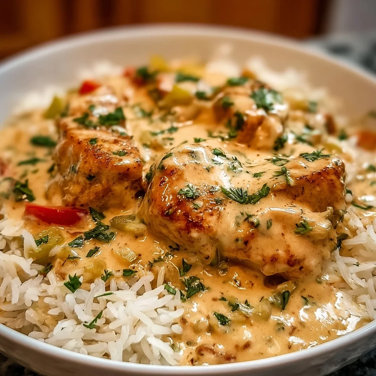 Protein Smothered Chicken & Rice Dinner