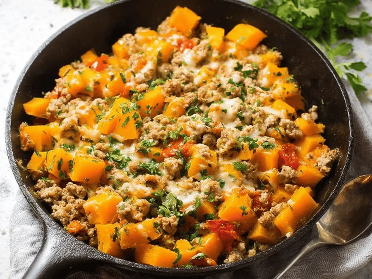 Quick and Healthy Ground Turkey Butternut Squash Skillet - Featured Image