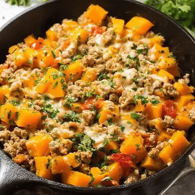 Quick and Healthy Ground Turkey Butternut Squash Skillet