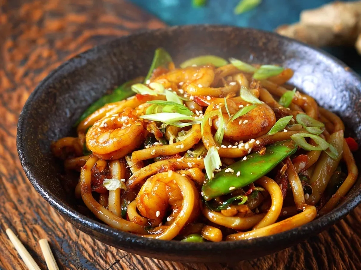 Quick Delicious Yaki Udon with Shrimps - Featured Image
