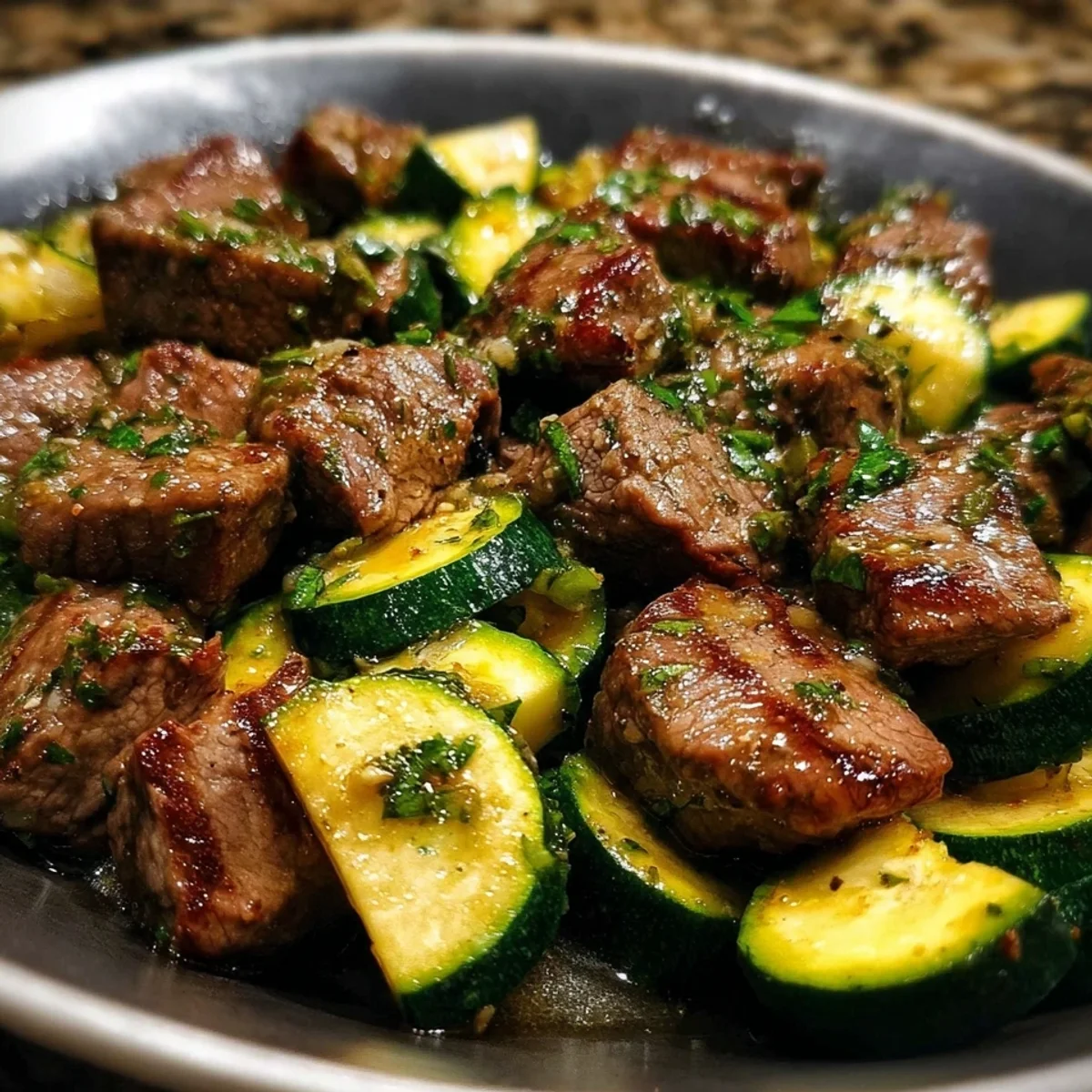 Quick Garlic Butter Steak Bites & Zucchini (Low Carb)