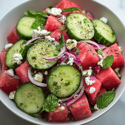 Refreshing Watermelon Cucumber Feta Salad Recipe