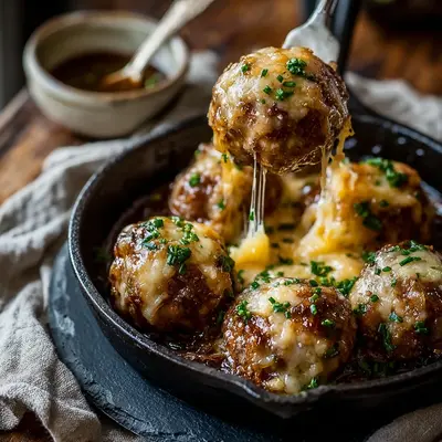 Rich Cheesy French Onion Meatballs Recipe
