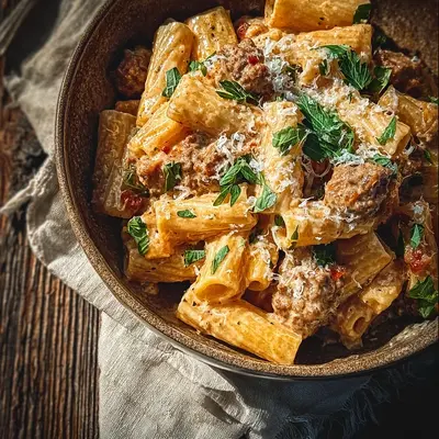 Rich Creamy Beef Sausage Rigatoni: Family Pasta Dish