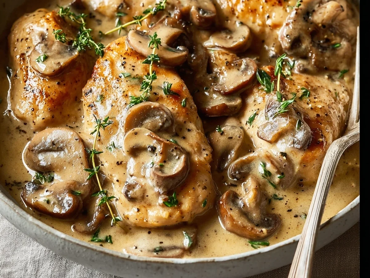 Rich Creamy Mushroom Chicken Skillet Dinner - Featured Image