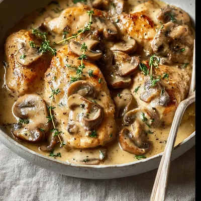 Rich Creamy Mushroom Chicken Skillet Dinner