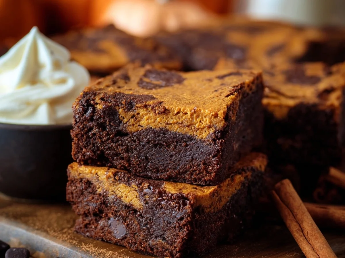 Rich Pumpkin Brownies Recipe with Swirls - Featured Image