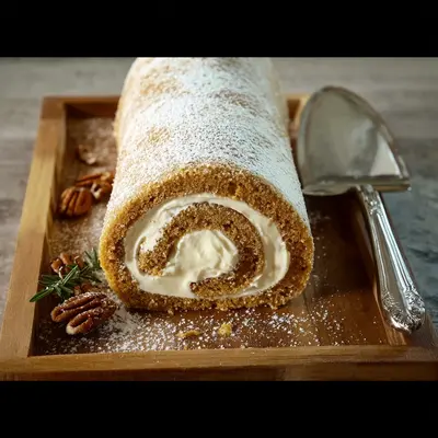 Rich Pumpkin Cake Roll: Cream Cheese Swirl