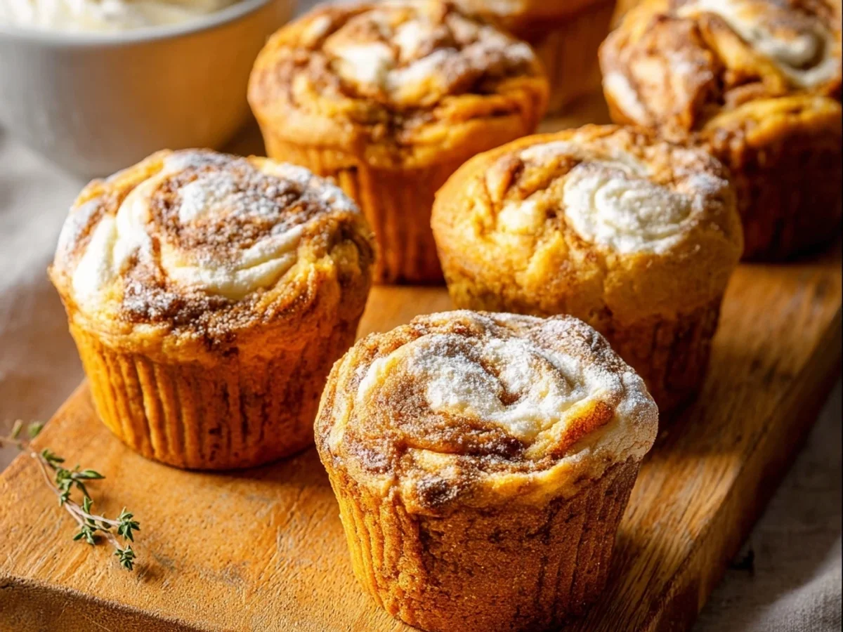 Rich Pumpkin Cream Cheese Swirl Muffins for Fall - Featured Image