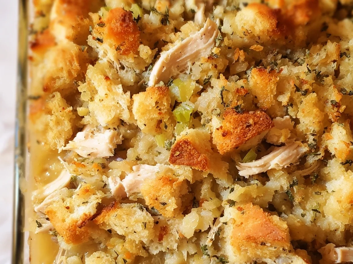 Rotisserie Chicken Stuffing Casserole - Featured Image